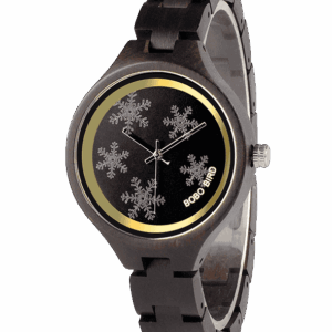 Distinctive Snowflake on Glasses Wooden Band Exquisite Quartz Watches P16-3