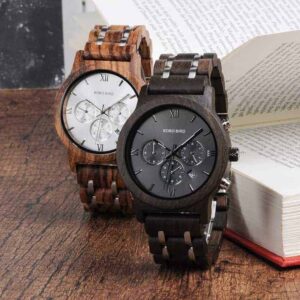 Quartz Wooden Watches - Crafted Chronograph Calendar Display P19-2