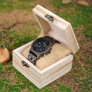 Crafted Chronograph Calendar Display Wood Watches P19-1