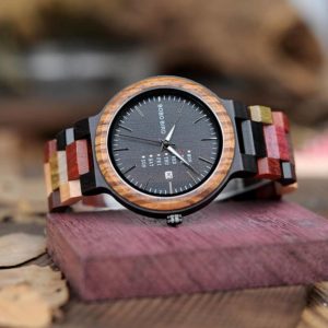 Week and Date Multi-Functional Display Handmade Zebra Wooden Watch P14-4