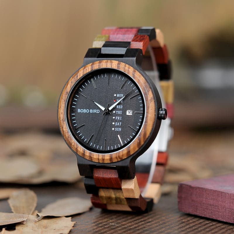 木製腕時計（男性用）Rainbow - Colored Wood P14-1