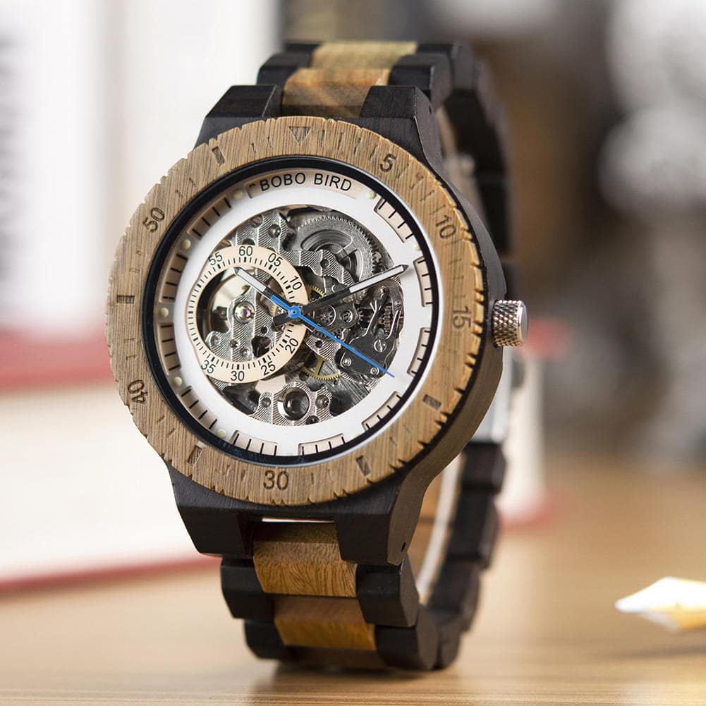 Best Automatic Mechanical Wood Watches for Men R05-1