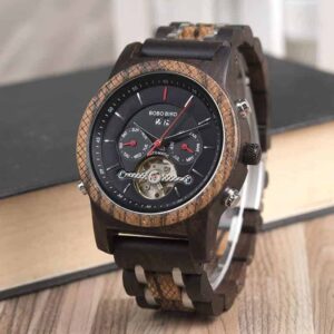 Reloj mecánico de lujo multifuncional de madera para negocios Q27-5