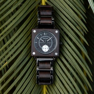 Men's Natural Wooden Watches Square Dial Chrono Luxury Quartz Personalized Wood Watch R14-1-5