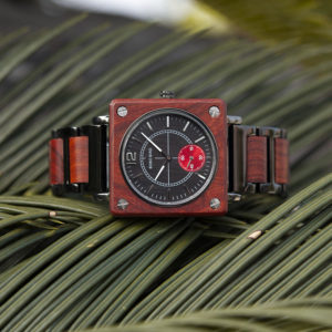 Men's Natural Wooden Watches Square Dial Chrono Luxury Quartz Personalized Wood Watch R14-2-1