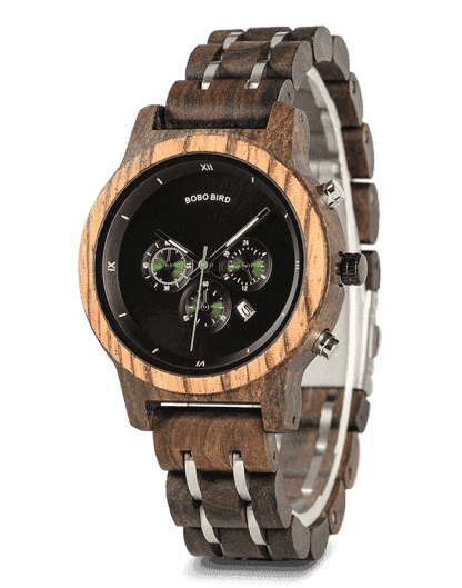 Luxury Wooden Quartz Chronograph Date Watches P18-1