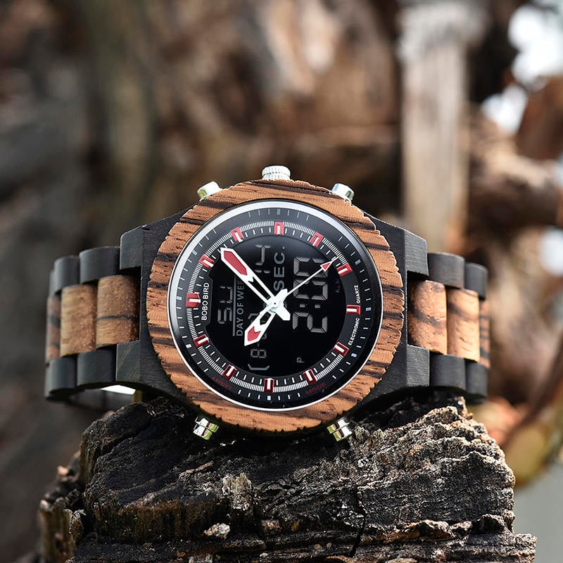 Wooden Watches for Men Dual Display Quartz Watch for Men LED Digital Army Military Sport Wristwatch P02-3-1 Wooden Watches for Men Dual Display Quartz Watch for Men LED Digital Army Military Sport Wristwatch P02-3-1