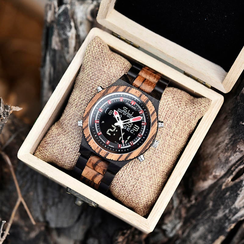 Wooden Watches for Men Dual Display Quartz Watch for Men LED Digital Army Military Sport Wristwatch P02-3-4 Wooden Watches for Men Dual Display Quartz Watch for Men LED Digital Army Military Sport Wristwatch P02-3-4