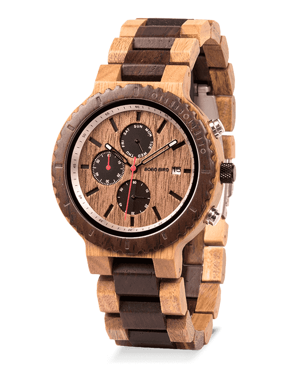 Week&Calendar Display Men's Wooden Watch