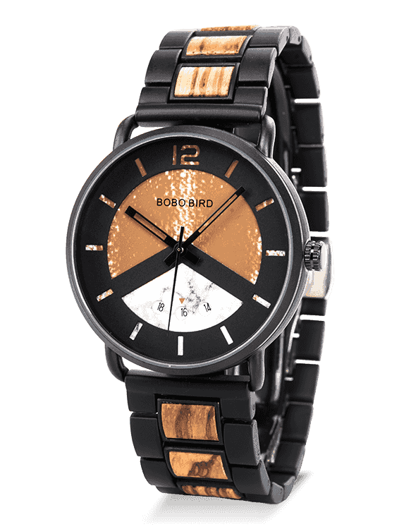 Fashion Stainless Steel Zebra Wood Watch R30-2