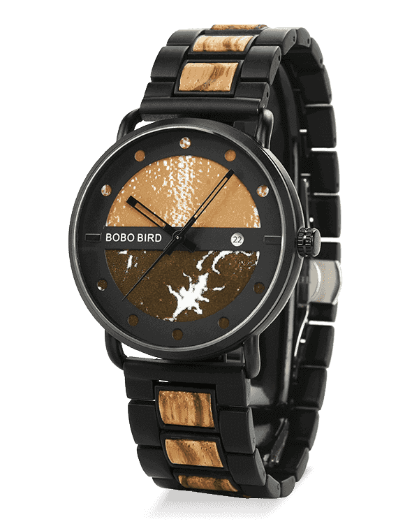 New Design Stainless Steel Zebra Wood Watch