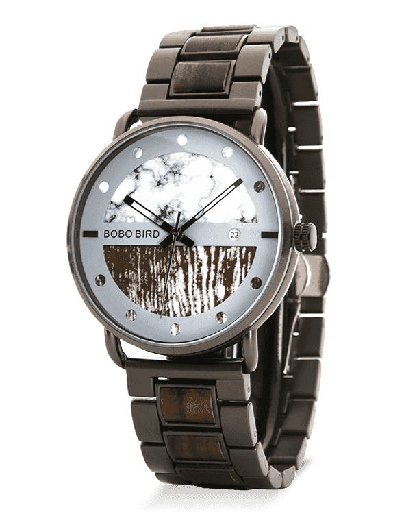 New Design Stainless Steel Ebony Wood Watch