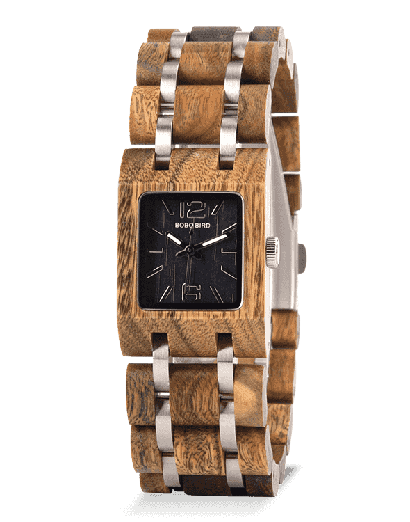 Elegant Square Dial Female Wood Watch for Girlfriend S03-3