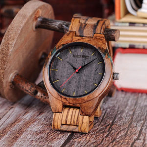 Trendy Casual Resin Round Dial Zebra Wood Watch Q05-2
