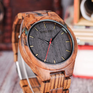 Trendy Casual Resin Round Dial Zebra Wood Watch Q05-2