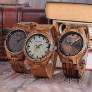 Trendy Casual Round Dial Genuine Leather Wood Watch Q05-3-7 Trendy Casual Round Dial Genuine Leather Wood Watch Q05-3-7