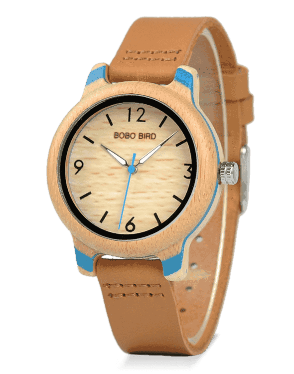 Decent Gift Leather Strap Ladies Wooden Watch for Her Q22-4
