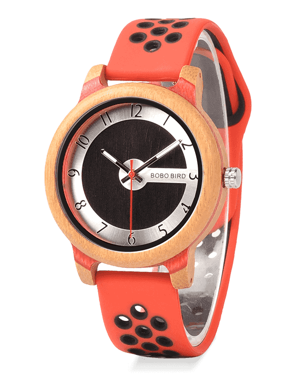 Unisex Quartz Watch with Orange Silicone Band
