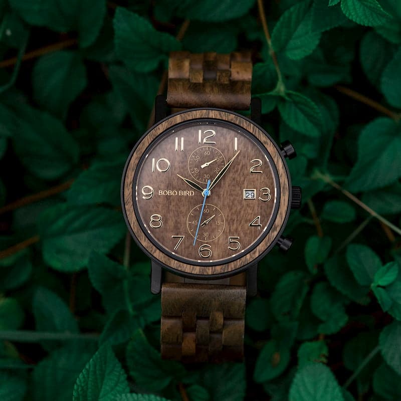 BOBO BIRD Men's Wood Watch Verawood Handmade Chronograph