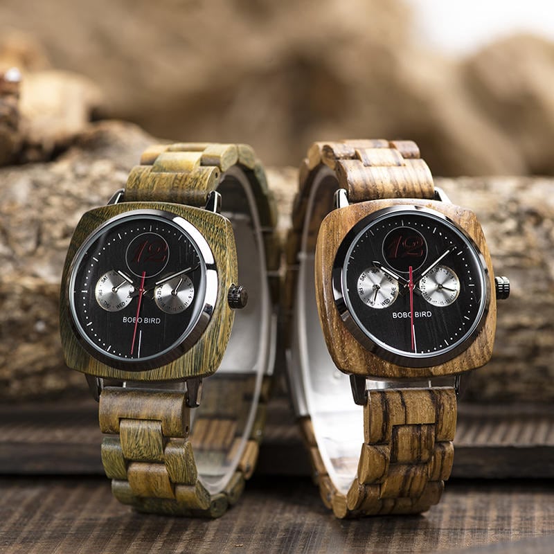 Square wooden watch s06 2