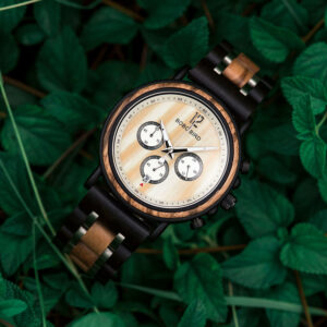 Handmade Original Wood Grain Wooden Watches for Men Ebony Stainless Steel Chronograph Watch - Peredur_3
