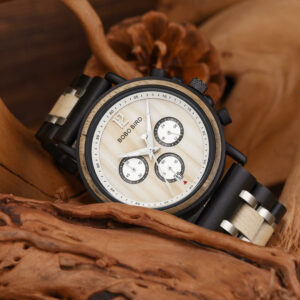 Handmade Original Wood Grain Wooden Watches for Men Ebony Stainless Steel Chronograph Watch - Peredur_8