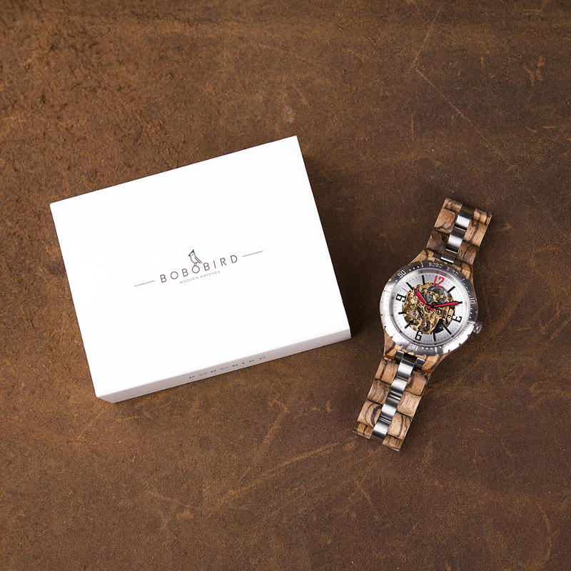 Premium Handcrafted Natural Zebra Wood Automatic Mechanical Movement Wooden Watches for Men Best Gift for Him - Gold S11-2-8 Premium Handcrafted Natural Zebra Wood Automatic Mechanical Movement Wooden Watches for Men Best Gift for Him - Gold S11-2-8