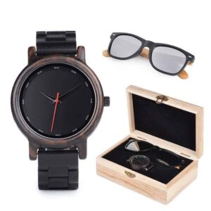 Men Wooden Watches & Sunglasses Gift Box