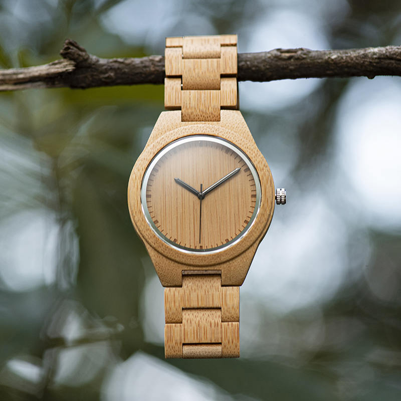 竹時計メンズクォーツ時計フルハンドメイド竹ストラップデザイナー男性のための最高の贈り物として - G27