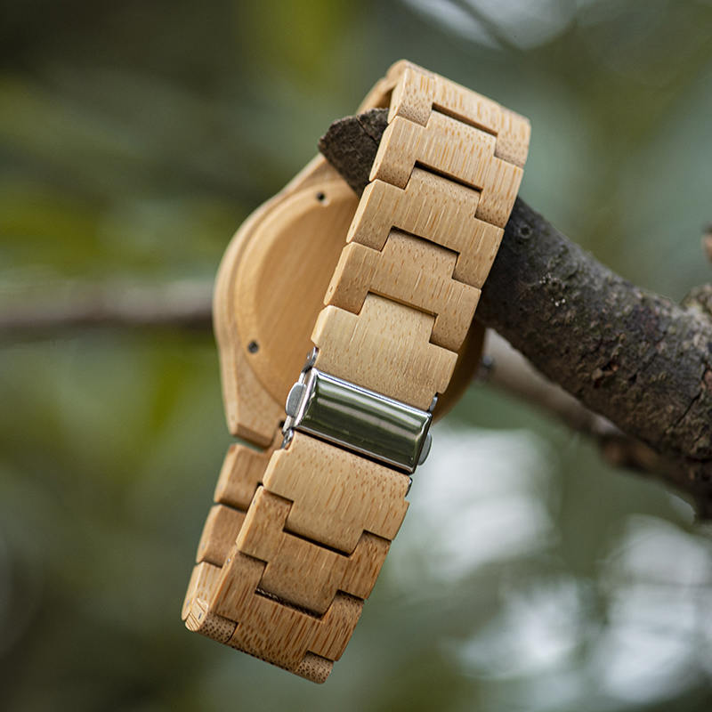 竹時計メンズクォーツ時計フルハンドメイド竹ストラップデザイナー男性のための最高の贈り物として - G27