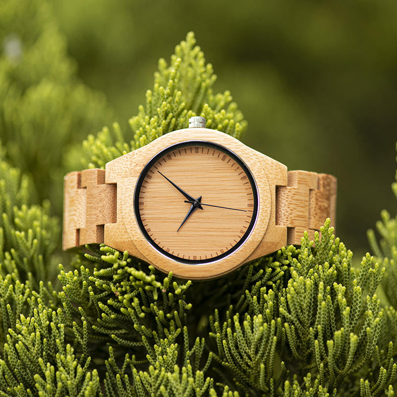 Men’s Bamboo Wooden Watch Handmade Natural Bamboo Wooden Strap Japanese  Movement Unique and 