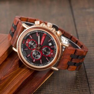 Amaranth wood and stainless steel Handmade men's wooden watches - Gawaine S18-5_1500_10