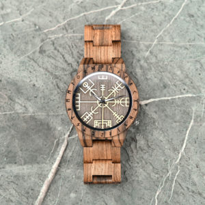 Engraved Wooden Watches The Viking Compass The Runic Compass - Vegvisir T16-3