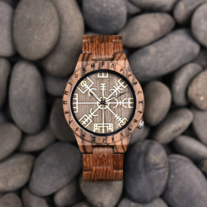 Engraved Wooden Watches The Viking Compass  The Runic Compass - Vegvisir T16-3