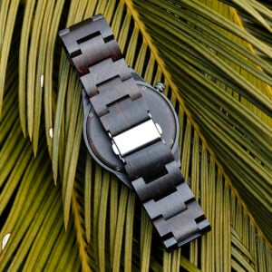 Handmade Natural Ebony Engraved Wooden Watch Scandinavian Runes Helm of Awe T16-1-9 Handmade Natural Ebony Engraved Wooden Watch Scandinavian Runes Helm of Awe T16-1-9