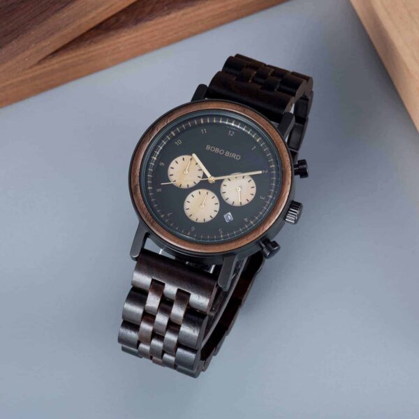 Minimalist Lightweight Handmade Ebony Wooden Wrist Watch Japanese Quartz Movement - Jupiter T27-1