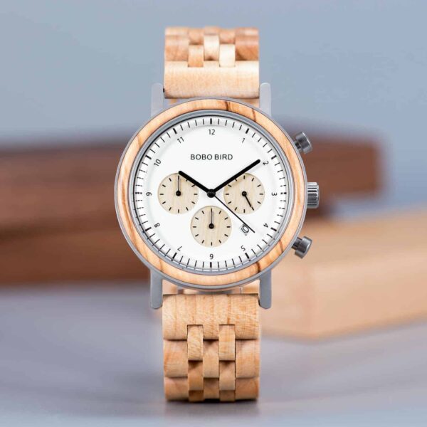 Minimalist Lightweight Handmade Olivewood Wooden Wrist Watch Japanese Quartz Movement - Neutron Star T27-3
