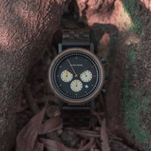 Minimalist Lightweight Handmade Ebony Wooden Wrist Watch Japanese Quartz Movement - Jupiter T27-1