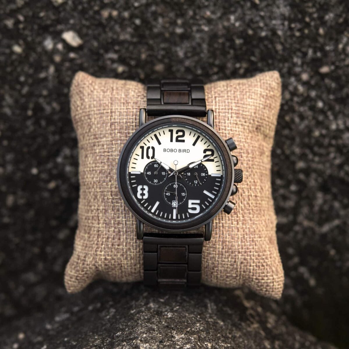 Mens Unique Chronograph Ebony Engrave Wooden Watches - Twilight R25-2_12 Mens Unique Chronograph Ebony Engrave Wooden Watches - Twilight R25-2_12