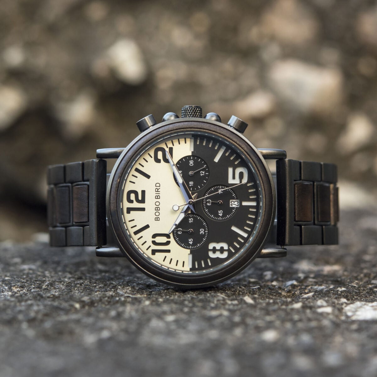 Mens Unique Chronograph Ebony Engrave Wooden Watches - Twilight R25-2_3 Mens Unique Chronograph Ebony Engrave Wooden Watches - Twilight R25-2_3