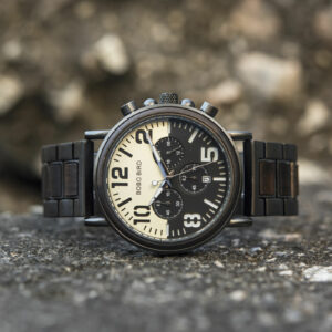 Mens Unique Chronograph Ebony Engrave Wooden Watches - Twilight R25-2