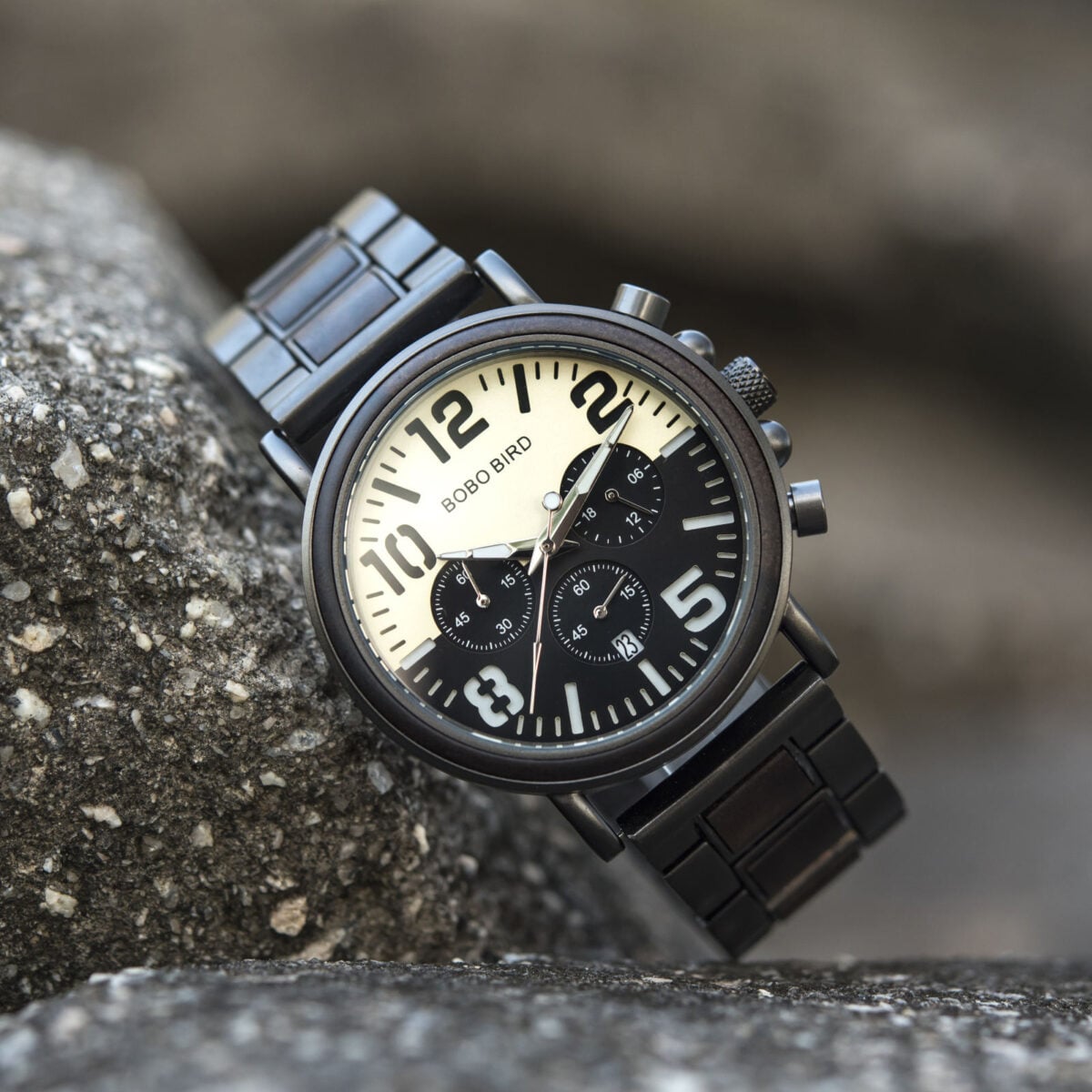 Mens Unique Chronograph Ebony Engrave Wooden Watches - Twilight R25-2_4 Mens Unique Chronograph Ebony Engrave Wooden Watches - Twilight R25-2_4