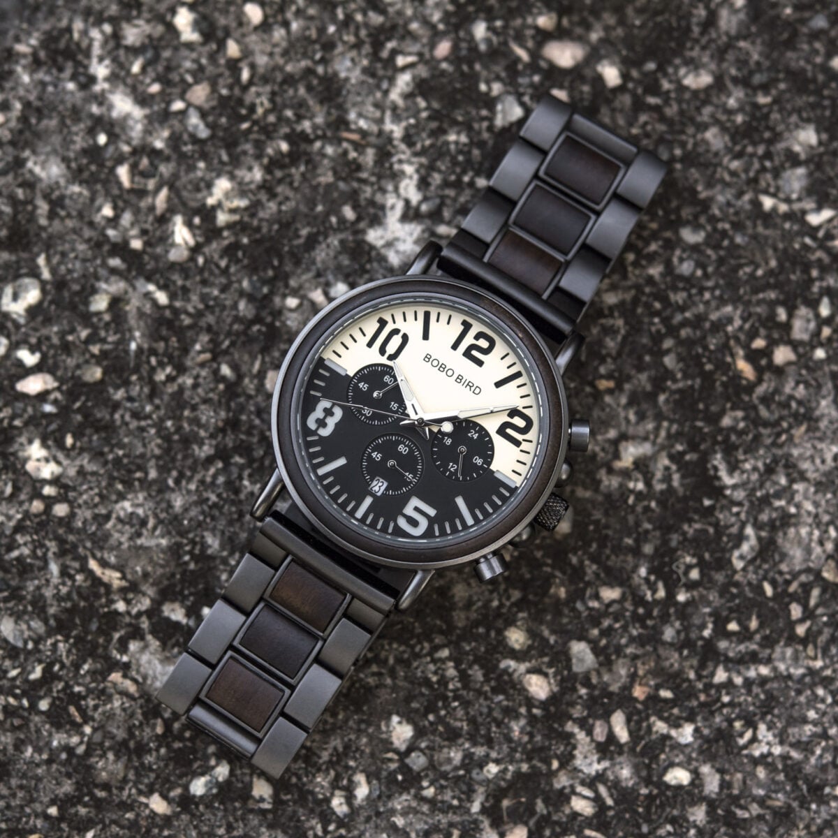 Mens Unique Chronograph Ebony Engrave Wooden Watches - Twilight R25-2_5 Mens Unique Chronograph Ebony Engrave Wooden Watches - Twilight R25-2_5