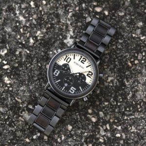 Mens Unique Chronograph Ebony Engrave Wooden Watches - Twilight R25-2_5