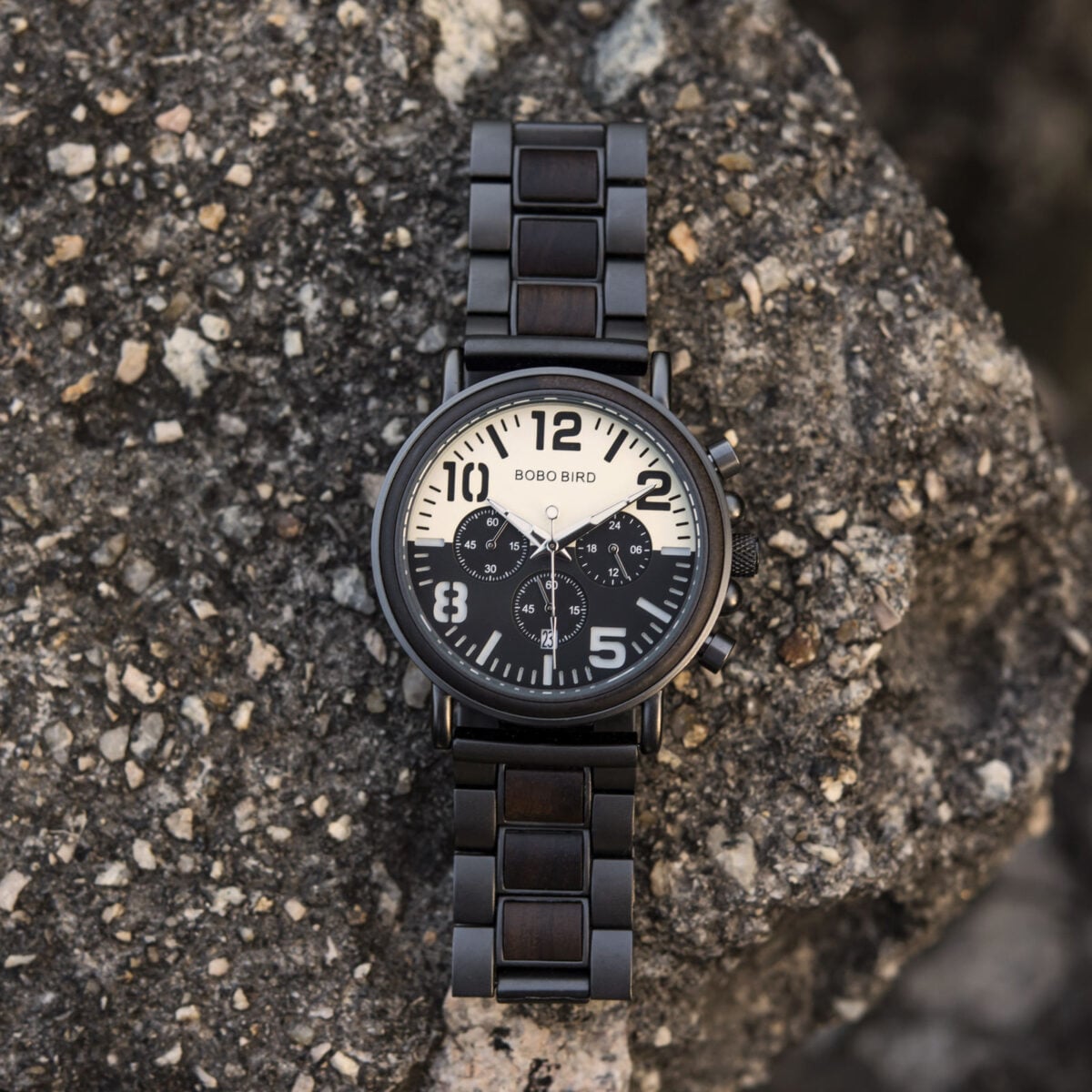 Mens Unique Chronograph Ebony Engrave Wooden Watches - Twilight R25-2_6 Mens Unique Chronograph Ebony Engrave Wooden Watches - Twilight R25-2_6