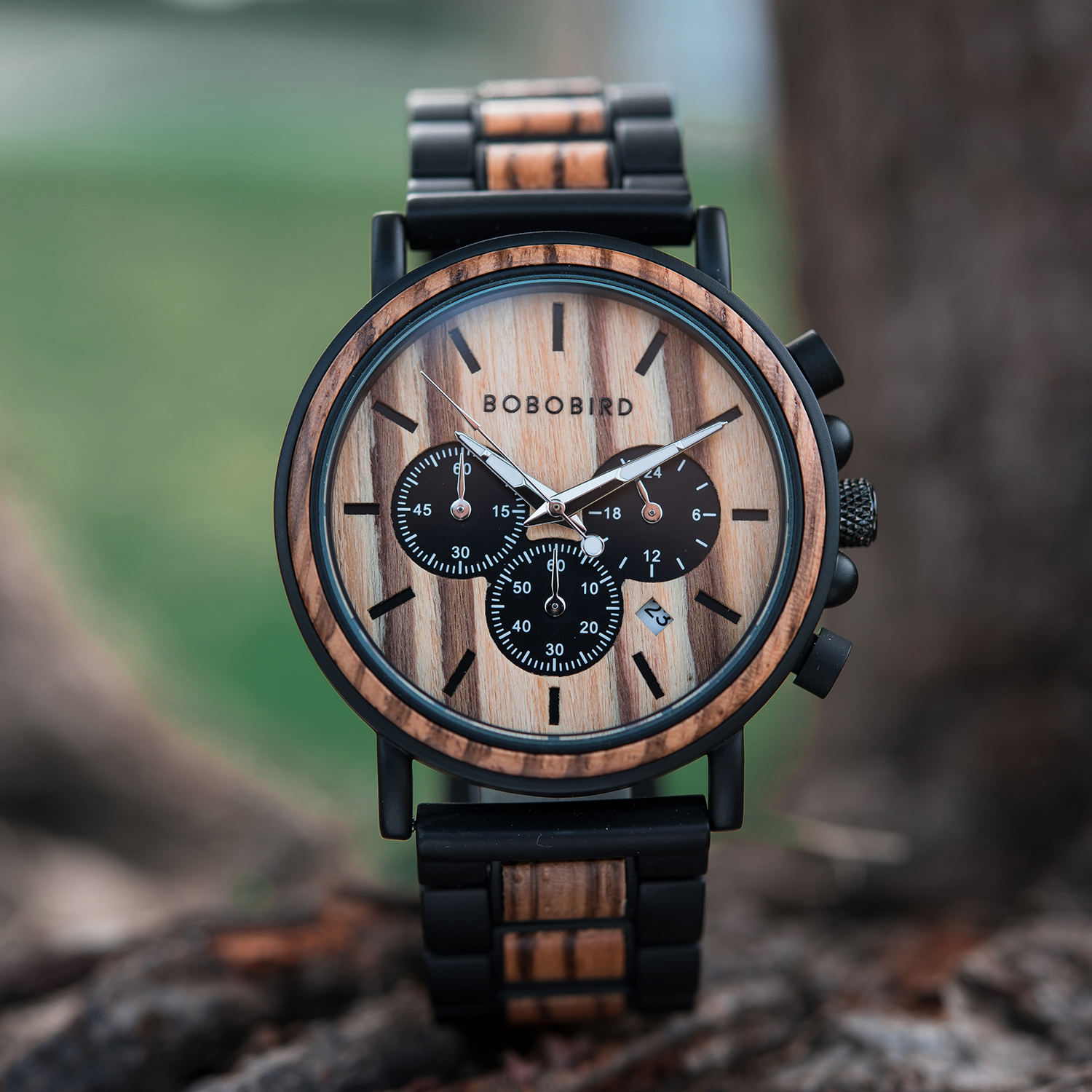 Relógios de Madeira Gravados Personalizados Zebrawood Relógio Personalizado Presentes Personalizados Únicos para Ele - Brilho
