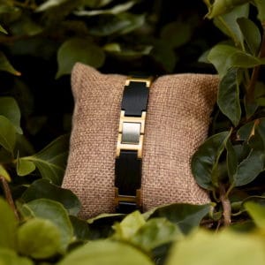 Handmade Natural Ebony Wooden Bracelets - Metal GT039-1B