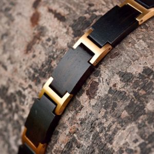 Handmade Natural Wooden Bracelets Metal Bundle
