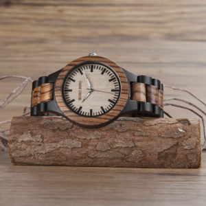 Mens Unique Ebony Engrave Wooden Watches - N28