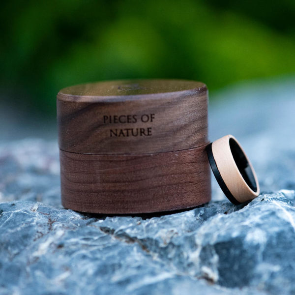 Mens Wood Wedding Band Black Tungsten Wood Ring Lined with Whisky Barrel White Oak Mens Wedding Band GSP10-01K